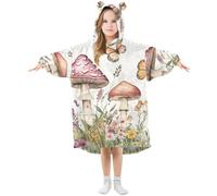 Sevdomey Couvertures vintage à porter pour enfants, garçons et filles, sweat à capuche double couche surdimensionné, Champignons vintage, M