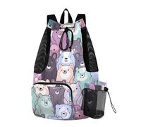 Sevdomey Cute Bear Sac à dos léger avec cordon de serrage Sac de sport avec sac étanche pour natation, plage, voyage, sport