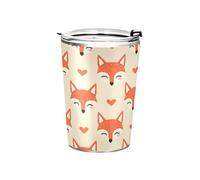 Sevdomey Cute Fox Gobelet isotherme de 325 ml en acier inoxydable avec couvercle et paille, réutilisable pour chaud/froid, sans BPA