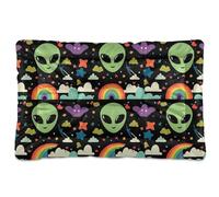 Sevdomey Cute Green Aliens Tapis de niche pour animal domestique, lavable, doux et confortable avec fond antidérapant pour chiens et chats de petite, moyenne et grande taille, 60 x 90 cm