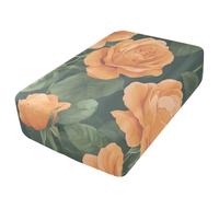 Sevdomey Drap-housse orange roses pour matelas gonflable, poche extra profonde de 61 cm, housse douce et respirante avec ouverture de valve à fermeture éclair pour lit gonflable