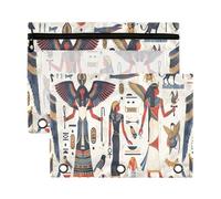 Sevdomey Egyptian People Lot de 2 trousses à crayons à 3 anneaux avec fenêtre transparente pour bureau, Peuple égyptien, 7.08*9.85 inch, POCHETTE CRAYON