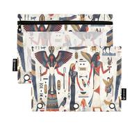 Sevdomey Egyptian People Lot de 2 Trousses à Crayons à 3 Anneaux avec fenêtre Transparente pour Bureau, Peuple égyptien, 7.08 * 9.84 inch, Pochette Crayon