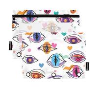 Sevdomey Esoteric Eye Magic Lot de 2 Trousses à Crayons à 3 Anneaux avec fenêtre Transparente pour Bureau, Magie des Yeux ésotériques, 7.08 * 9.84 inch, Pochette Crayon
