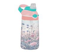 Sevdomey Field of Wildflowers Bouteille d'eau pour enfants avec paille pour filles et garçons, en acier inoxydable isotherme et étanche 480 ml pour école, crèche, voyage, sport