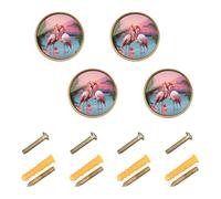 Sevdomey Flamingo Boutons de placard ronds en zinc massif pour salle de bain, commode, armoire et armoire, 3,8 cm