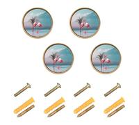 Sevdomey Flamingo Boutons de placard ronds en zinc massif pour salle de bain, commode, armoire et armoire, 3,8 cm