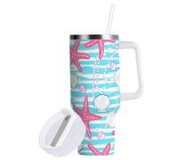 Sevdomey Gobelet à café en forme d'étoile de mer de 96,2 ml avec poignée et couvercle à paille pour thé glacé ou café glacé, en acier inoxydable, isotherme, anti-fuite, tasse à café de voyage