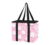 Sevdomey Grand sac d'épicerie réutilisable en forme de mouton mignon, robuste, résistant à l'eau, sac de rangement pliable avec fond amovible pour coffre de voiture, pique-nique, camping