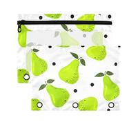 Sevdomey Green Pears Lot de 2 trousses à crayons à 3 anneaux avec fenêtre transparente pour bureau, Poires vertes, 7.08*9.85 inch, POCHETTE CRAYON
