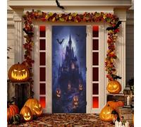 Sevdomey Housse de porte de nuit d'Halloween en tissu élastique très extensible pour décoration de fête d'intérieur, 89 x 200 cm