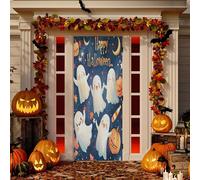 Sevdomey Housse de porte de porche en tissu élastique très extensible pour décoration de fête de Noël Motif fantôme aquarelle 81,3 x 200,3 cm