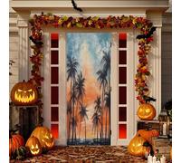 Sevdomey Housse de porte de porche en tissu élastique très extensible pour décoration de fête et d'intérieur Motif palmier 81,3 x 200,3 cm