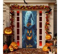 Sevdomey Housse de porte en tissu élastique très extensible pour décoration de maison en forme de citrouille d'Halloween, 91,4 x 248,3 cm