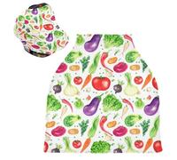 Sevdomey Housse de siège de voiture d'allaitement aux légumes colorés pour bébés, nouveau-nés, multi-usage, douce et respirante, écharpe d'allaitement