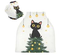Sevdomey Housse de siège de voiture d'allaitement motif arbre de Noël avec chat pour bébés, nouveau-nés, multi-usages, doux, respirant, housse de siège de voiture, écharpe d'allaitement