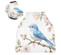 Sevdomey Housse de siège de voiture d'allaitement motif oiseau bleu aquarelle pour bébés nouveau-nés, housse d'allaitement douce et respirante multifonction - Housses de siège de voiture - Écharpe