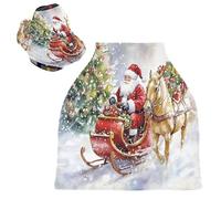 Sevdomey Housse de siège de voiture d'allaitement motif Père Noël aquarelle pour bébés nouveau-nés, housse d'allaitement douce et respirante multifonction - Housses de siège de voiture - Écharpe