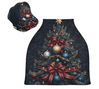 Sevdomey Housse de siège de voiture d'allaitement motif sapin de Noël bleu pour bébés, nouveau-nés, multi-usages, doux, respirant, housse de siège de voiture, écharpe d'allaitement