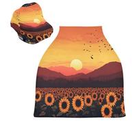 Sevdomey Housse de siège de voiture d'allaitement motif tournesol coucher de soleil pour bébés, nouveau-nés, multi-usages, doux, respirant, housse de siège de voiture, écharpe d'allaitement
