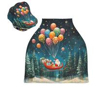 Sevdomey Housse de siège de voiture d'allaitement Père Noël volant dans son traîneau pour bébés nouveau-nés, multi-usages, douce et respirante - Housses de siège de voiture - Écharpe d'allaitement