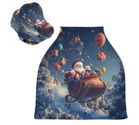 Sevdomey Housse de siège de voiture d'allaitement Père Noël volant dans son traîneau pour bébés nouveau-nés, multi-usages, douce et respirante - Housses de siège de voiture - Écharpe d'allaitement