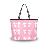 Sevdomey Joli sac fourre-tout pour femme avec fermeture éclair, sac à main en toile de grande capacité pour le travail, les voyages et le shopping, Nœuds mignons, 45 x 33 x 13cm