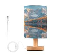Sevdomey Lampe de chevet paysage de montagne avec port USB, aucune ampoule nécessaire, lumière LED chaude pour chambre à coucher, salon, bureau, lampe de chevet pour lecture, étude, décoration