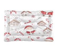 Sevdomey Lit Aquarelle Mignon Père Noël pour Chien et Chat - Lavable - Doux et Confortable - avec Fond antidérapant - pour Chiens et Chats de Petite, Moyenne et Grande Taille - 45 x 60 cm