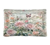 Sevdomey Lit pour Chien et Chat avec Fond antidérapant - Motif Aquarelle - Motif Roses anglaises - Lavable - Doux et Confortable - 45 x 60 cm