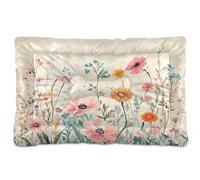 Sevdomey Lit pour Chien et Chat de Petite, Moyenne et Grande Taille, Motif Aquarelle, Motif Fleurs Sauvages, Tapis de Cage Lavable, Doux et Confortable avec Fond antidérapant pour Chiens et Chats de