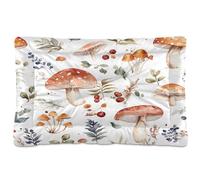 Sevdomey Lit pour Chien et Chat de Petite, Moyenne et Grande Taille, Motif Champignons de la forêt Aquarelle, Lavable, Doux et Confortable, avec Fond antidérapant, 45 x 60 cm