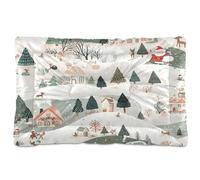 Sevdomey Lit pour Chien et Chat - Motif scène de Village de Noël - Lavable - Doux et Confortable - avec Fond antidérapant - pour Chiens et Chats de Petite, Moyenne et Grande Taille - 60 x 90 cm