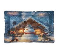 Sevdomey Lit pour Chien et Chat - Scène de Nuit de Noël - Lavable - Doux et Confortable - avec Fond antidérapant - pour Chiens et Chats de Petite, Moyenne et Grande Taille, 60 x 90 cm
