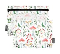 Sevdomey Lot de 2 Trousses à Crayons à 3 Anneaux avec fenêtre Transparente Motif Champignons Rouges, Champignons Rouges., 7.08 * 9.84 inch, Pochette Crayon