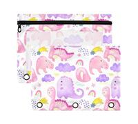 Sevdomey Lot de 2 trousses à crayons à fermeture éclair avec fenêtre transparente Motif dinosaures pastel, Dinosaures pastel mignons, 7.08*9.85 inch, POCHETTE CRAYON