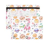 Sevdomey Lot de 2 trousses à crayons aquarelle Rockets à 3 anneaux avec fenêtre transparente, trousse à fermeture éclair pour bureau, Fusées aquarelle, 7.08*9.85 inch, POCHETTE CRAYON