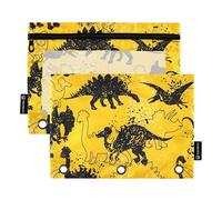 Sevdomey Lot de 2 Trousses à Crayons avec fenêtre Transparente Motif Dinosaures Amusants, Dinosaures drôles, 7.08 * 9.84 inch, Pochette Crayon