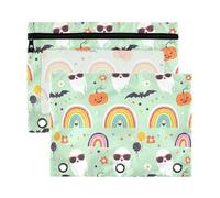 Sevdomey Lot de 2 trousses à crayons avec fenêtre transparente Motif fantômes portant des lunettes de soleil, Fantômes portant des lunettes de soleil, 7.08*9.85 inch, POCHETTE CRAYON