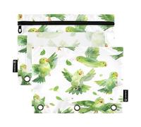 Sevdomey Lot de 2 Trousses à Crayons avec fenêtre Transparente Motif perroquets Verts, Adorables perroquets Verts, 7.08 * 9.84 inch, Pochette Crayon