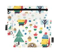 Sevdomey Lot de 2 Trousses à Crayons avec fenêtre Transparente Motif Renard Catoon - 3 Anneaux - pour Bureau, Adorable Renard Catoon, 7.08 * 9.84 inch, Pochette Crayon