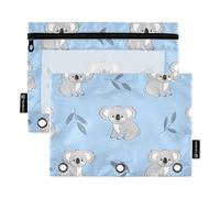 Sevdomey Lot de 2 Trousses à Crayons avec Fermeture éclair et fenêtre Transparente Motif Koala, Ours Koala Mignon Dessin animé, 7.08 * 9.84 inch, Pochette Crayon