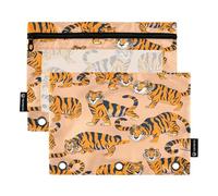 Sevdomey Lot de 2 Trousses à Crayons avec Fermeture éclair et fenêtre Transparente Motif Tigre Mignon, Tigres Mignons, 7.08 * 9.84 inch, Pochette Crayon