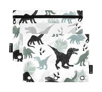 Sevdomey Lot de 2 Trousses à Crayons Dinosaures à 3 Anneaux avec fenêtre Transparente, Sac à Fermeture éclair pour Bureau, Dinosaure, 7.08 * 9.84 inch, Pochette Crayon