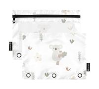 Sevdomey Lot de 2 Trousses à Crayons Koala Mignonnes avec 3 Anneaux avec fenêtre Transparente, Sac à Fermeture éclair pour Bureau, Koala Mignon., 7.08 * 9.84 inch, Pochette Crayon