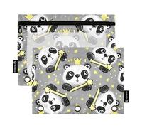 Sevdomey Lot de 2 Trousses à Crayons Panda Mignon avec 3 Anneaux avec fenêtre Transparente, Sac à Fermeture éclair pour Bureau, Adorable Panda, 7.08 * 9.84 inch, Pochette Crayon