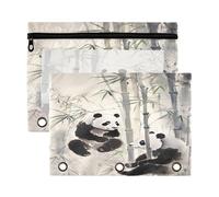 Sevdomey Lot de 2 trousses à crayons panda mignon avec 3 anneaux avec fenêtre transparente, sac à fermeture éclair pour bureau, Adorable panda, 7.08*9.85 inch, POCHETTE CRAYON