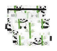 Sevdomey Lot de 2 Trousses à Crayons Panda Mignon avec 3 Anneaux avec fenêtre Transparente, Sac à Fermeture éclair pour Bureau, Adorable Panda, 7.08 * 9.84 inch, Pochette Crayon