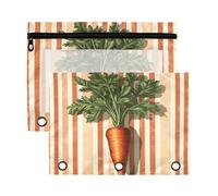 Sevdomey Lot de 2 trousses à crayons vintage en forme de carotte avec 3 anneaux et fenêtre transparente pour bureau, Carotte vintage, 7.08*9.85 inch, POCHETTE CRAYON