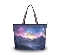 Sevdomey Majestic Mountains Sac fourre-tout pour femme avec fermeture éclair, grande capacité en toile pour le travail, les voyages et le shopping, Montagnes majestueuses, 40 x 29 x 9cm